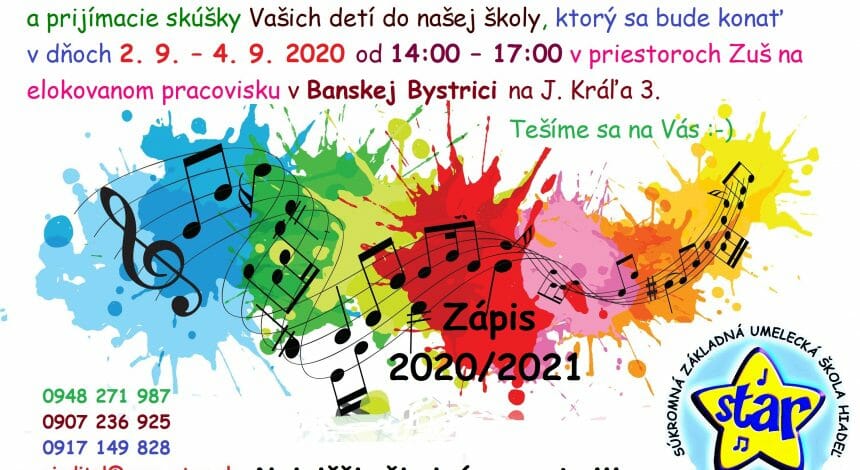 Zápis a prijímacie skúšky pre šk. rok 2020/2021